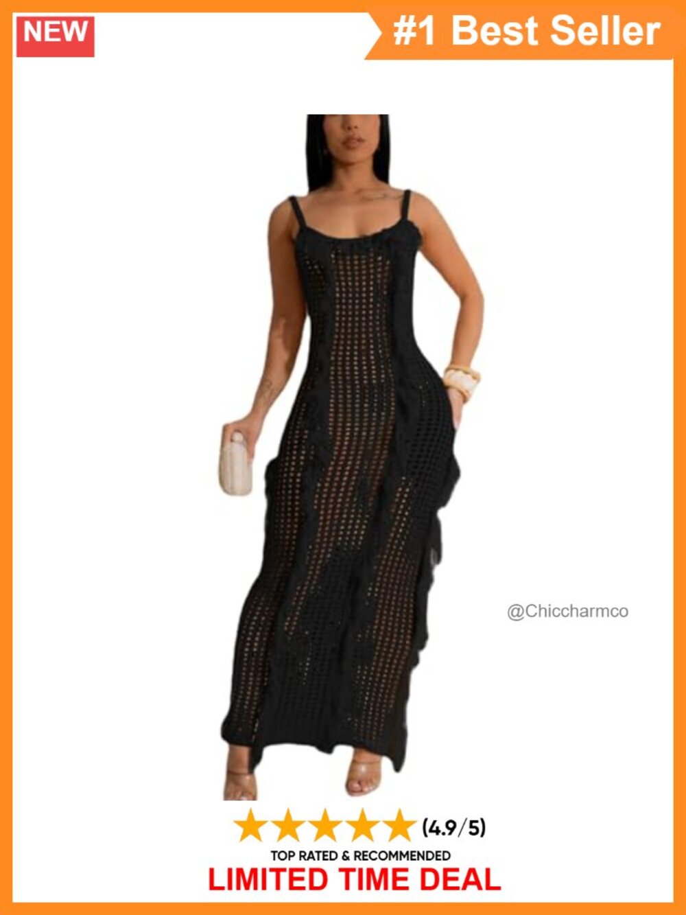 Crochet Knitted Beach Skirt Sleeveless Tassel Open Back Coverup Dress